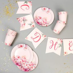 Набор бумажной посуды Нежные пионы