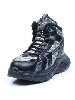 04-8525-4 BLACK Ботинки зимние женские (искусственные материалы)
