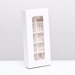 Коробка складная под 10 конфет, белая, 9,8 х 22 х 3,5 см