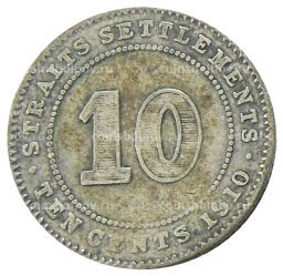 10 центов 1910 года Стрейтс Сетлментс