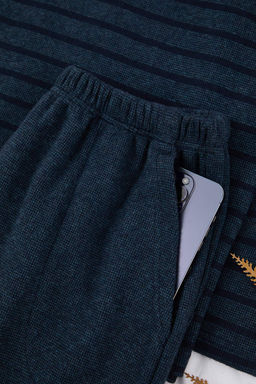 Petrol Regular Kal?p Dokulu Cizgili Dugmeli Yaka Orme Pijama Tak?m? TMNAW26PT00042 - Trendyolmilla фото 2