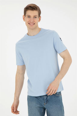 Мужская голубая базовая футболка