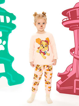 Bisiklet Yaka Uzun Kollu Paw Patrol Bask?l? K?z Bebek Pijama Tak?m - Waikiki фото 2