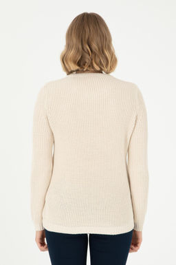 Женский кремовый меланжевый свитер Неожиданная скидка в корзине - U.s. polo assn фото 5