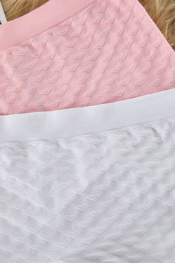 TRENDYOLMILLA Beyaz-Pembe 2li Paket Seamless/Dikissiz Kalpli Boxer Orme Kulot THMSS25KU00009  фото 8