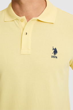 Erkek Slim Fit Polo Yaka A__k Sar_ Basic Ti__rt