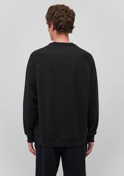 Bisiklet Yaka Siyah Basic Sweatshirt - Mavi фото 5