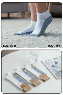 Цена за 10 пар. DOMINOBS носки женские укороченные белые (серая подошва) арт. 7101 - Bfl фото 2