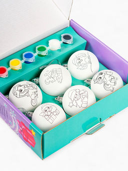 Елочные шары под раскраску Новогодний сюрприз, набор 6 шт. + краски