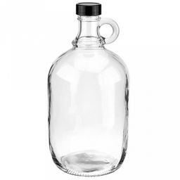 Бутылка стеклянная "Южанка" 2л, h26,5см, д/горла 2,6см, с ручкой, пластмассовая винтовая крышка (д/основания 10,5см) (Китай)