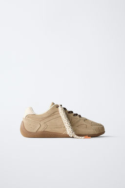 LEATHER LACE-UP PLIMSOLLS