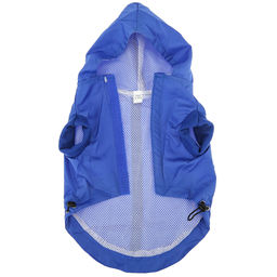 Пэт тойс (Pet toys) Одежда для собаки Плащ с капюшоном, на липучке, светоотражающая полоска, р-р M, длина спинки 26см/обхват груди 42см/обхват шеи 30см, цвет-синий, плащевка (Китай) - Домашняя мода фото 6