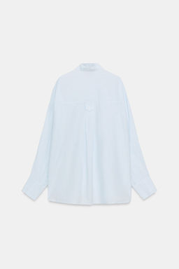 CAMISA OVERSIZE POPEL?N / Azul / Blanco - Zara фото 6