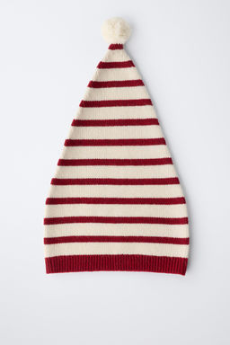 STRIPED KNIT BEANIE WITH POMPOM AND WOOL - Zara фото 4