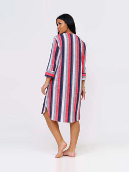 Халат женский, цвет синий красный белый