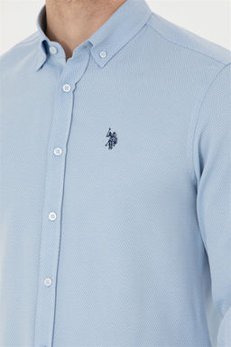 Мужская синяя рубашка с длинным рукавом - U.s. polo assn фото 7