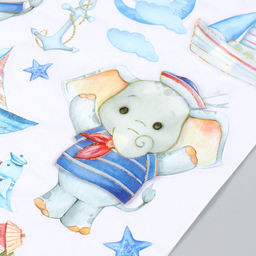 Наклейка интерьерная многослойная «Слоник морячок», пластик, 50×35 см