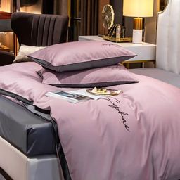 КПБ Mency однотонный с вышивкой MENO017 1.5 спальный