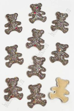 Патч 3D с блестками "Мишка" 4*3,3 см (20 шт) SF-3162, разноцветный №2