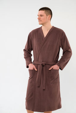 Халат мужской из махры Ренат темно-коричневый макси - Амадэль фото 3