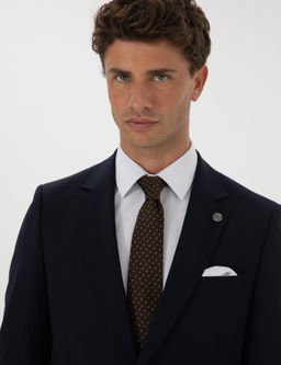 Lacivert Slim Fit %100 Y_n Tak_m Elbise