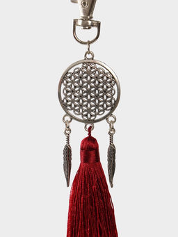 Брелок-кисточка «Ловец снов», 17 см, бордовый, серебристый