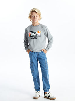 Bisiklet Yaka Naruto Bask?l? Uzun Kollu Erkek ?ocuk Sweatshirt