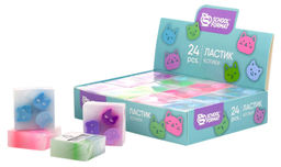 Цена за 2 шт. Ластик Schoolformat КОТИКИ, ПВХ, 34х34х14 мм прямоугольный, ассорти, мягкий, индивидуальны...