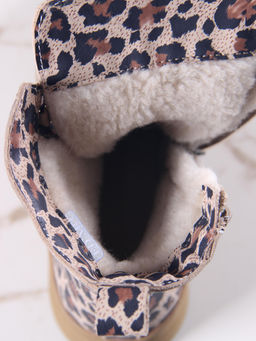 Ботинки 215.warmbr.Бежевый леопард/байка