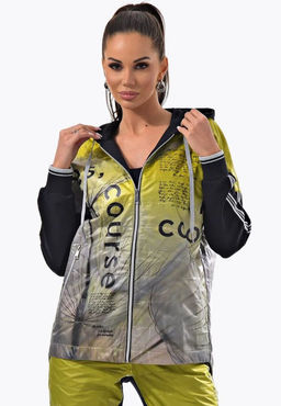 Толстовка из футера комбинированного с принтованной плащевой тканью - А+б коллекция фото 120