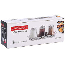 40489 Набор для специй на подставке 4 предмета стекло/нерж MB (х72) - Mayer&boch фото 4