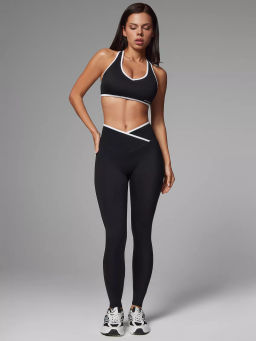 Спортивные леггинсы с перекрестным поясом