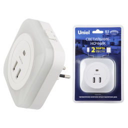 DTL-321 White/Sensor/2USB Светильник ночник с фотосенсором (день-ночь). 2USB. Белый. ТМ Uniel - Volpe фото 8