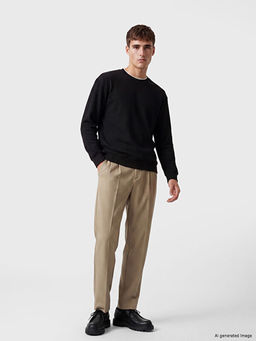 Bisiklet Yaka Fitilli Erkek Sweatshirt