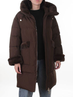6093 BROWN (COFFEE) Куртка зимняя женская оверсайз (200 гр. холлофайбер)