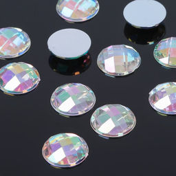 Цена за 3 шт. Стразы плоские клеевые круг, 14 мм, (набор 10 шт.), цвет радужный