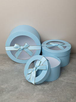 Коробка подарочная 3 штуки 20х20х11 см / 3431-3 /уп 30/голубая - ГалеонТрейд фото 2