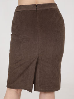 Юбка классическая из вельвета коричневая