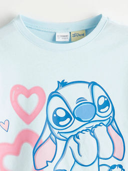 K?z ?ocuk Stitch Bask?l? ?ortlu Pijama Tak?m?
