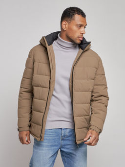 Куртка спортивная мужская зимняя с капюшоном коричневого цвета 8357K - Wonderrman фото 8