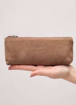 Замшевая косметичка Deboro 17-96 серо-коричневый