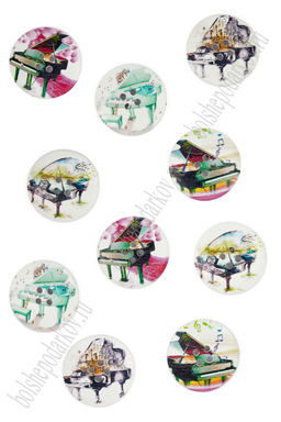 Пуговицы декоративные 30 мм с рисунком "Рояль" (20 шт) SF-2184