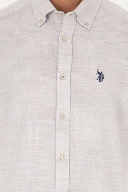 Рубашка мужская U.S. Polo Assn с длинным рукавом кремовая  фото 6