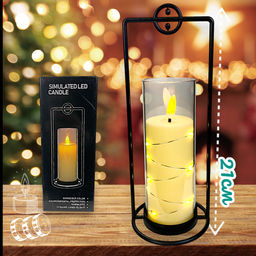 Свеча мерцающая 21см с подсвечником, декор для дома