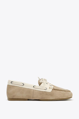 CONTRAST SUEDE LACE-UP LOAFERS - Zara фото 6