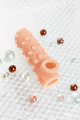 Насадка реалистичная KOKOS NUDE SLEEVE с дополнительной стимуляцией, TPE, телесная, 14 см