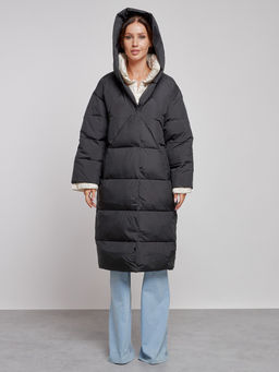 Пальто утепленное молодежное зимнее женское черного цвета 52393Ch - Mtforce фото 6