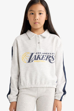 NBA Los Angeles Lakers Relax Fit Polo Yaka Sweatshirt K_z _ocuk