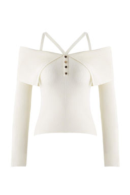 Bordo Premium Iplik/Ozel Iplik Carmen Boyundan Ask?l? Triko Kazak TWOAW26KZ00076 - Trendyolmilla фото 18