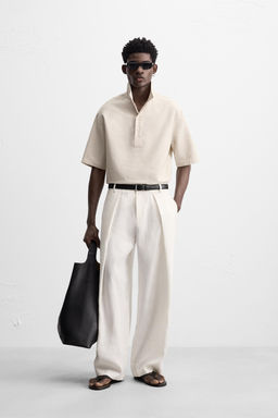 100% LINEN PLEATED TROUSERS